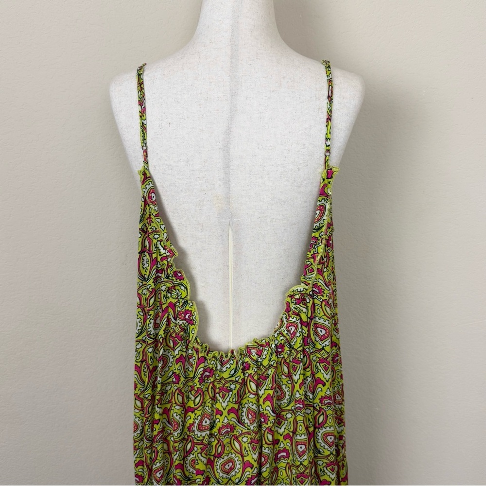 By Anthropologie‎ Flounced Maxi Lounge Dress in Citron Size Medium - Picture 10 of 14